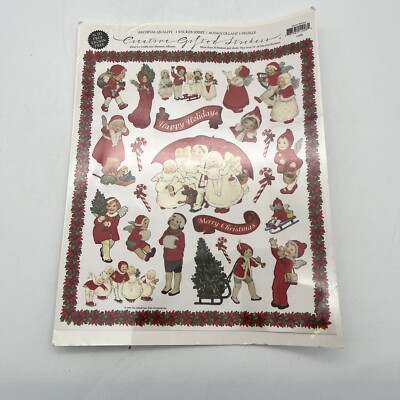 Creative Gifted John Grossman Stickers Snow Babies 1998 Christmas Red Green VTG