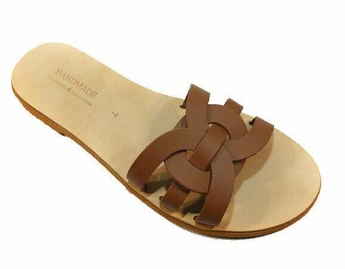 Griechische handgefertigte Ledersandalen Slide Gladiator alter Stil flache Damenschuhe - Bild 2 von 5