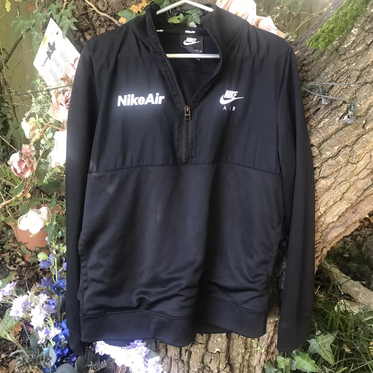 Nike Air CU9296 010 Black Half Zip Long Sleeve Tracksuit Top Size