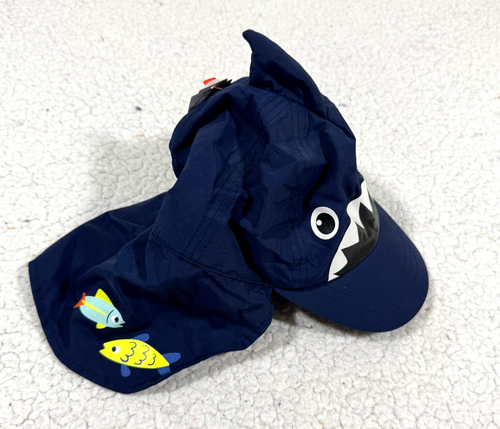 Cat And Jack 2T-5T Beach Sun Hat Shark Head Neck Cover Blue Toddler
