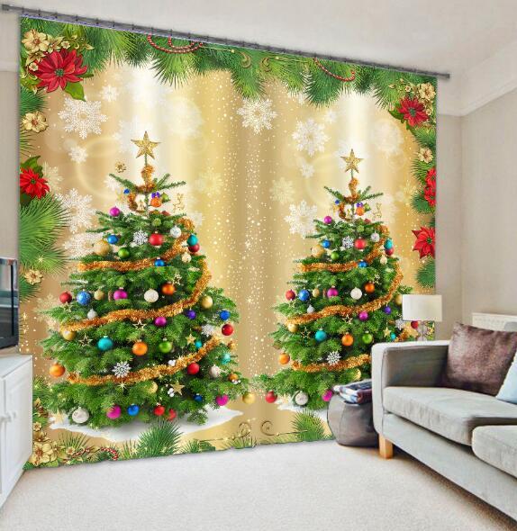 3D Tannenbaum 22 Blockade Foto Vorhang Druckvorhang Vorhänge Stoff Fenster DE