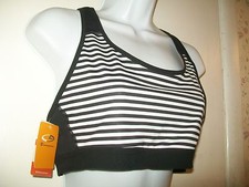 Champion "Power Core" Support Bra;Wire-Free Sport Style; Black Striped;Sz L; NWT
