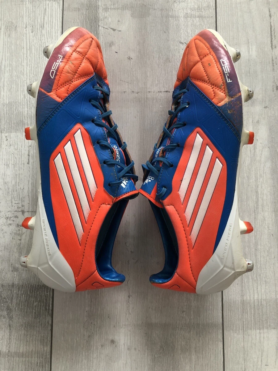 Adidas F50 adizero SG Orange Leather Soccer Cleats US9 UK8 1/2 EUR42 2/3