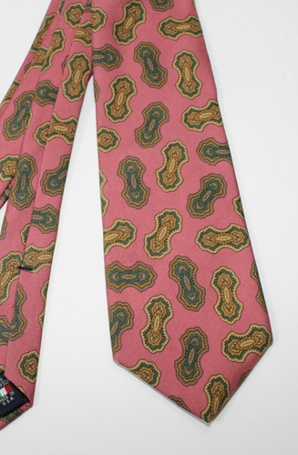 Preppy Pink Green Italian Silk tie Paisley 3.75" Austin Reed Ivy League Summer - 第 1/5 張圖片