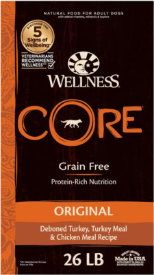 Wellness CORE Grain-Free Original Turkey Meal & Chicken Meal Dry Dog Food, 26 lb