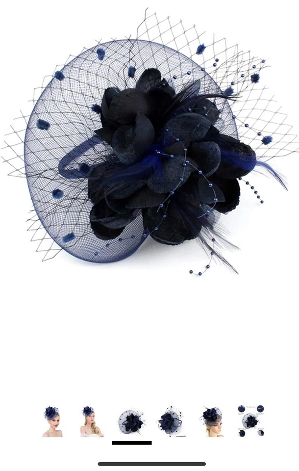 Diadema Fascinador Cabeza de Boda Royal Ascot De Colección Malla Damas Clip Sombrero Foto 3 de 4