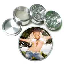 Country Pin Up Girls D35 Theme Aluminum Herb Grinder 63mm 4 Piece Hand Mueller 