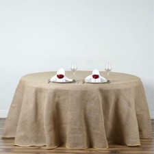 120-Inch ROUND Natural Brown Burlap Tablecloth Wedding Birthday Party Linens