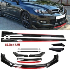 Front Bumper Lip Spoiler Splitter Body Side Skirt Gloss Black For Mazda 6 5 3 2