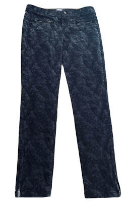 Calvin Klein Skinny Fit Pants Women 6 Unique Print Zipper Ankles & Pockets Black