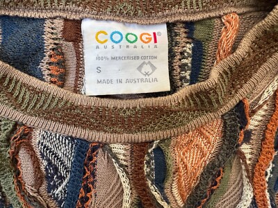 Authentic COOGI 3D Knit Sweater Small Earth Tone Brown Tan Orange