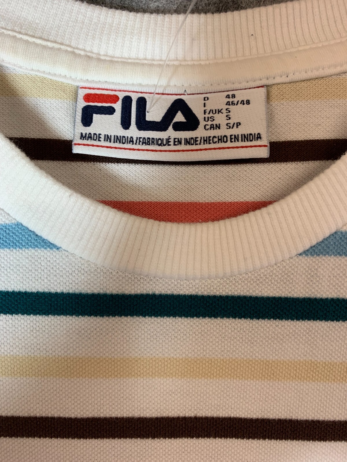 FILA Maglietta Uomo Multicolore a Righe Taglia S (0214)