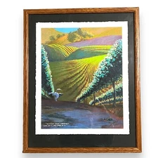 Jeff Leedy Limited Edition 100/450 Signed Print Framed Dog Bark Chardonnay Funny