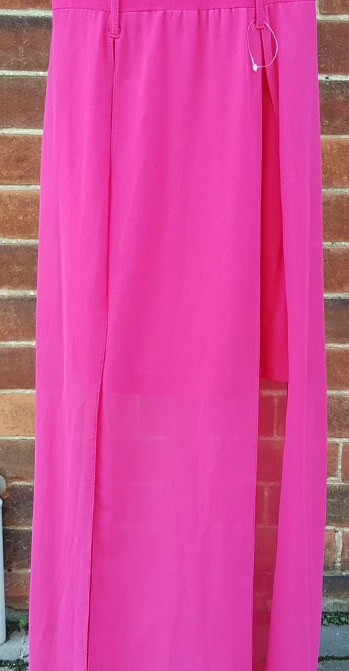 Debenhams Julian Macdonald Diamant Riemchen Kirschrot Langes Sommerkleid UK 8 - Bild 2 von 4