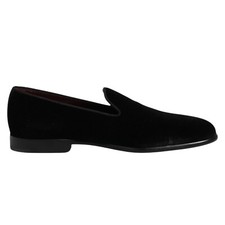 DOLCE & GABBANA Shoes Black Velvet Slip On Loafers Formal Men EU40 / US7 820usd