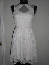 CHARLOTTE RUSSE Pale Peach Short Sleeveless Sheer Lace Stretch Dress Jrs Women M