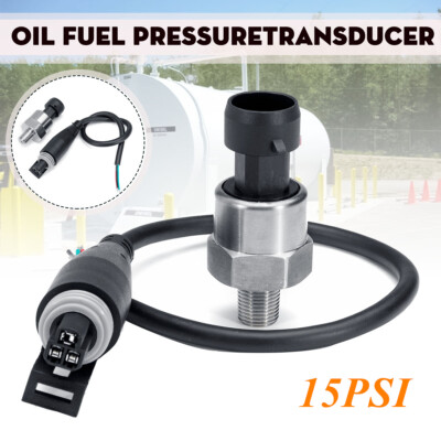 Stainless Steel Pressure Transducer Sender 1/8NPT 15PSI For Oil Fuel Air Water