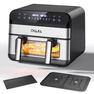 KEHOT Friggitrice ad Aria Calda Doppia 11L XXL Dual Air Fryer Friggitrice ad Aria Calda Digitale 2400W