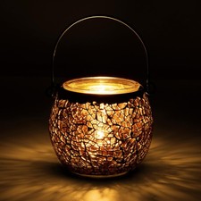 Candle Holder Mosaic Glass Tea Light Holder Votive Candle Holders W/ Handle