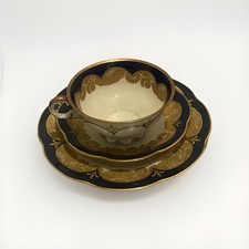 Antike Porzellan Mokkatasse Hutschenreuter Hohenberg + Unterteller & Teller Gold