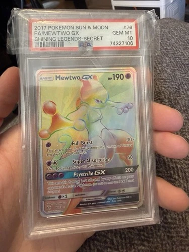 2017 POKEMON SUN & MOON SHINING LEGENDS SECRET #76 FULL ART/MEWTWO GX PSA 10
