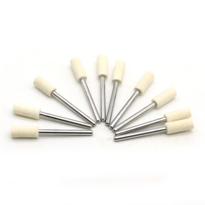 TMAX 10 pc FELT Burrs Wool Bob Polishing Grinding #1 Cylinder 1/4'' Rotary Tool