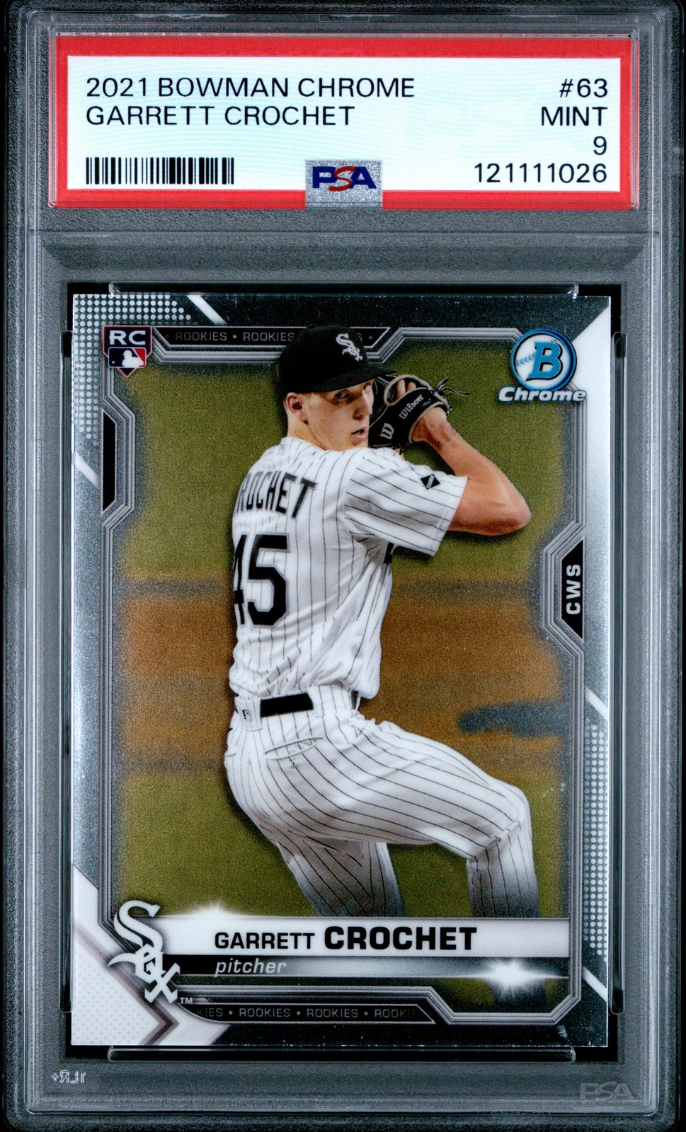 2021 BOWMAN CHROME #63 GARRETT CROCHET ROOKIE RC PSA 9