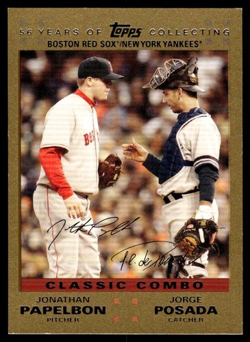 2007 Topps Update Jonathan Papelbon & Jorge Posada #UH282 Gold #'d /2007 - Afbeelding 1 van 2