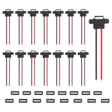 15Pcs Type-C Female USB-C Plug to 2 Pin Bare Wire Connector Vertical Terminal 