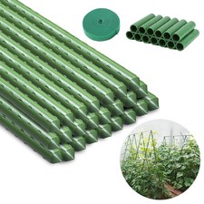 24-120x Metal Green Garden Plant Stakes Plastic Coated Shrub Vine Support Spikes