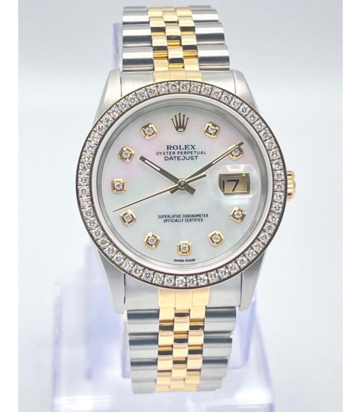 mens rolex watch datejust 16233 two tone