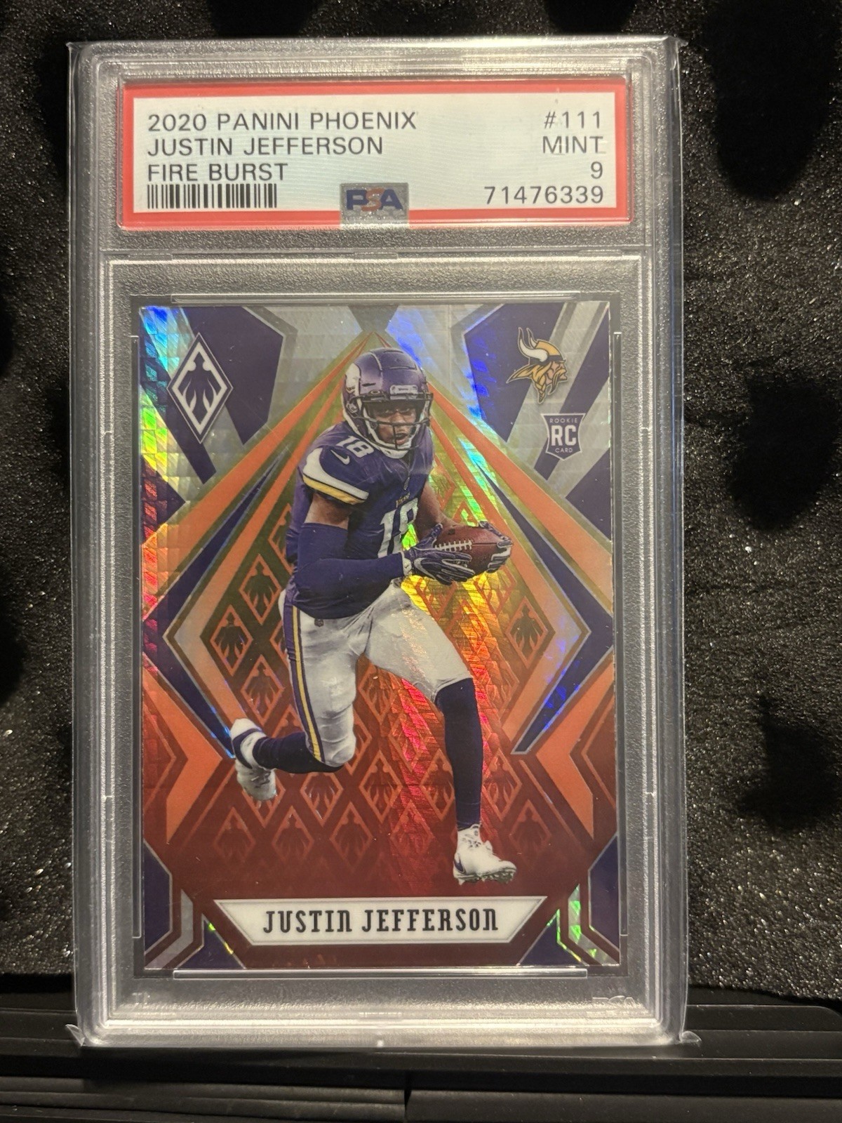 2020 Panini Phoenix - Rookies Justin Jefferson #111 Fire Burst (RC) PSA 9