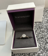 Beaverbrooks 18ct white gold engagement ring with diamond cluster Size - K