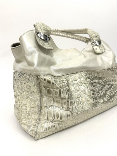 Vintage Ripani Italian Cream Metalic Crocodile embossed Leather Shoulder Bag, $40 - Photo 3