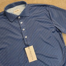 Collars and Co Mens Dress Collar Stretch Polo Shirt Size S Los Cabos Blue Star