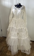 Vintage 1960  s Lace And Tulle Wedding Dress Needs Zipper XS