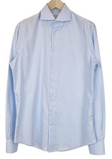 SUITSUPPLY Men's Formal Shirt 39L/15.5L Slim Blue Cutaway Cotton Long Sleeve 