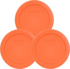 Pyrex 7200-PC 2-Cup Orange Food Storage Replacement Lid 3-Pack - Made in USA