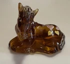 Fenton Autumn Gold Amber Hand Painted Hearts Glass Horse Foal Figurine Signed