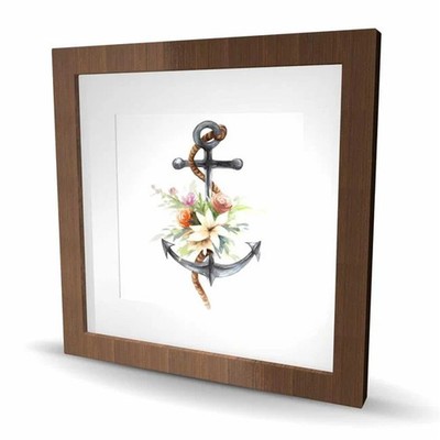 Begin Home Decor C1FM16162LTNZR 16 x 16 in. Anchor with Flowers - Coastal Fra...