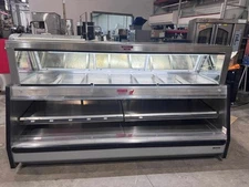 Custom Deli’s 7 Pan Well Warmer Display Case Hot Food with Shelf Merchandiser