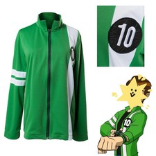 Ben Tennyson Green Jacket Cosplay Costume Ben Zip-up Coat Daily Wear Carnival