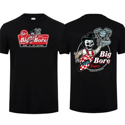 Big Bore Racing Drag Shirt 90s Cotton Tee for Men Streetwear