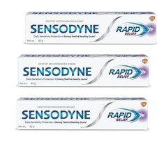 Sensodyne Toothpaste Rapid Relief STRONG TEETH HEALTHY GUMS 3X80G FREE SHIP