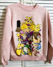 Womens NICKELODEON Cartoon Characters Light Pink Sweatshirt Sz S Viacom 2017