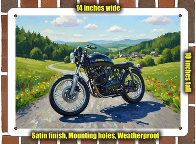 Metal Sign - 1968 Vincent Black Shadow Lightning Motorcycle Oil Painting - 14x10