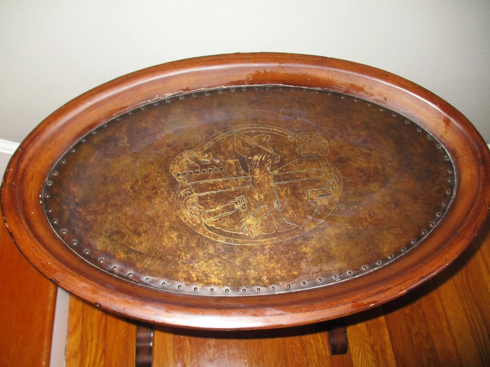 Mesa Bandeja Mayordomo Triple Nivel Diseño Golf Nogal Estilo Ralph Lauren Clásico De Colección Foto 3 de 4