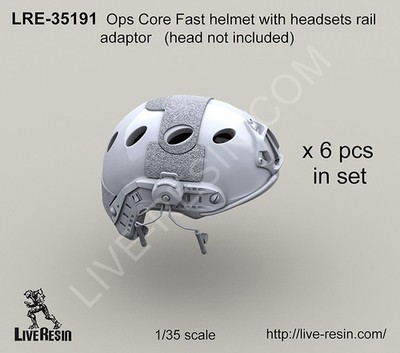 Live Resin 1/35 Ops Core Fast Helmet Set w/Headsets Rail Adaptor without Head