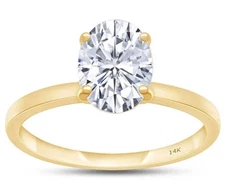 5.00 Ct DF VS Oval Lab Grown Diamond Ring IGI Certified 14k Yellow Gold