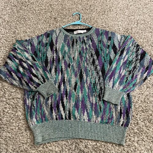 VTG Wavy Textured Stripe Colorful Shades St. Croix Sweater Size S USA (23”x26”) - Picture 4 of 9